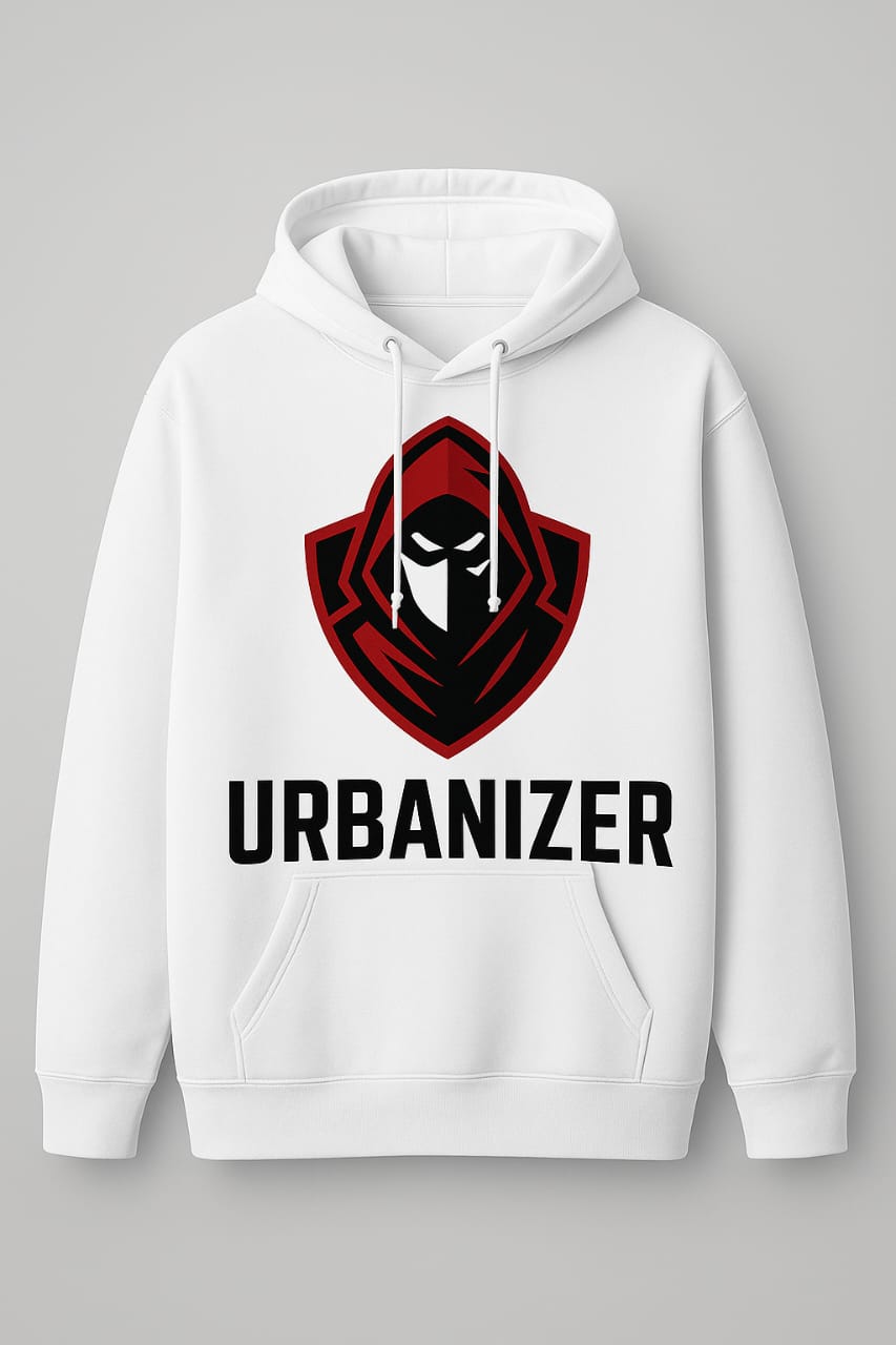 Urbanizer White Hoodie – Bold Red & Black